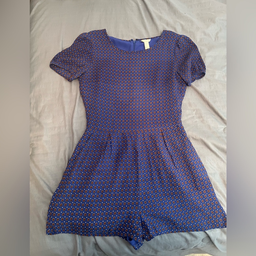Forever 21 Geometric Romper Small Short Blue
